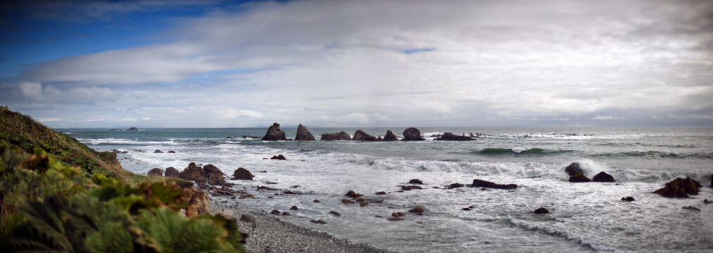 Rocky coastline of a beach.