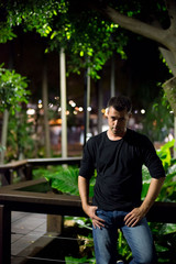 Australian man poses for picture in Brisbane, Australia. Brisbane is one of the Australia's tourist destination points.