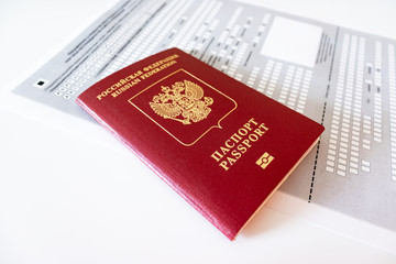 Russian passport and registration at the place of stay form