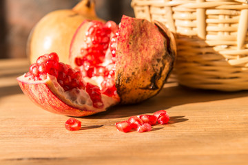 Still life with pomegranates