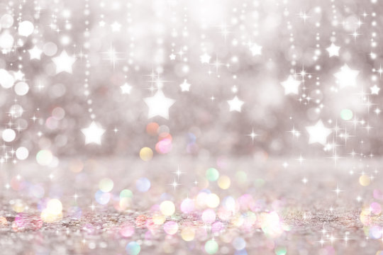 Beautiful shiny stars with abstract light background