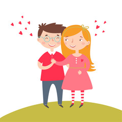Vector young couple in love.