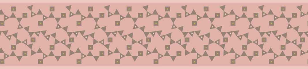 Geometric bunting seamless horizontal border in pink and brown. Great for textiles, stationery, fashion, home decor, gift wrapping paper, textiles, product packaging, graphic design and cards.