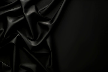 Background of black satin fabric