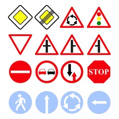 Set of the main road of signs icons