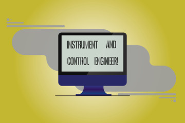 Conceptual hand writing showing Instrument And Control Engineer. Business photo showcasing Automation engineering Industrial equipment Mounted Computer Monitor Blank Screen on Abstract Background