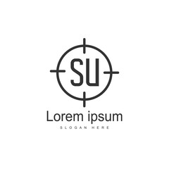 Initial letter SU Logo Template. Minimalist letter logo