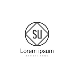 Initial letter SU Logo Template. Minimalist letter logo