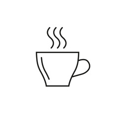 Coffee cup line icon. Cup with steam. Hot drink or beverage. Vector illustration.
