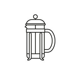 French press pot for coffee or tea line icon. Coffee maker logo. Vector illustration.