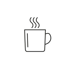 Cup with hot drink line icon. Coffee or tea mug with steam. Vector illustration.
