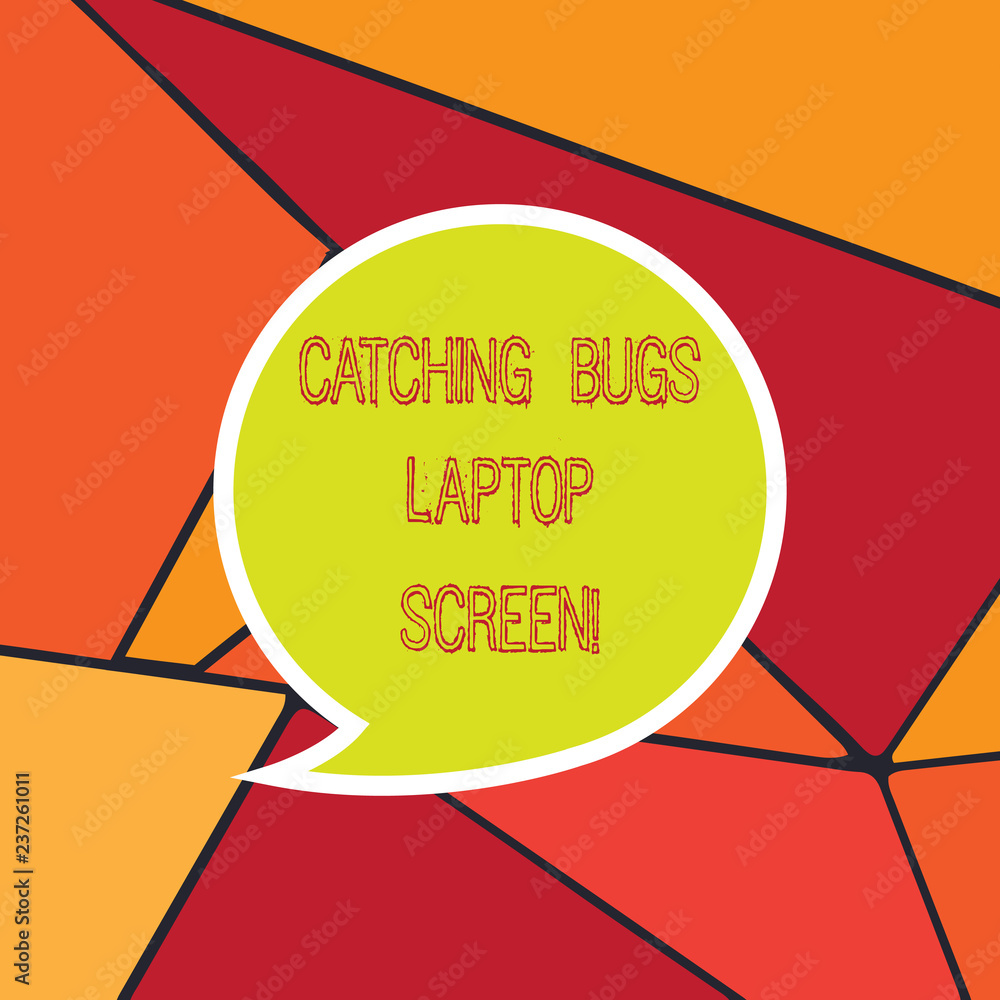 Poster handwriting text catching bugs laptop screen. concept meaning computer system protection safety anti