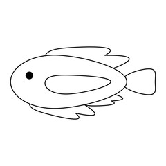Fish seafood symbol in black and white