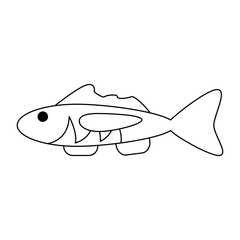 Fish seafood symbol in black and white