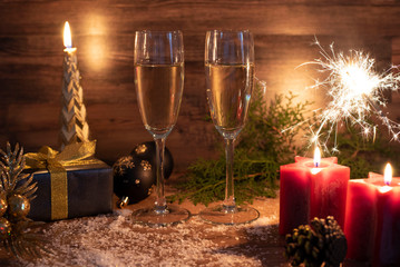 New years eve celebration background with champagne