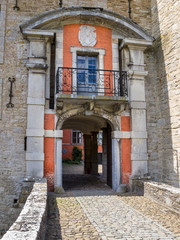 Fototapeta na wymiar Renaissance portal of Castle of Lavaux-Saint-Anne near Rochefort, Province of Namur, Belgium