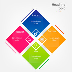 4 Steps infographic colorful square design for presentation or web