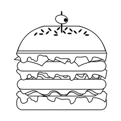 Hamburger fast food in black and white