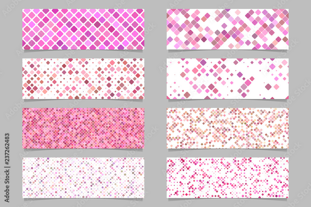 Poster pink abstract modern diagonal rounded square pattern banner background set - vector graphic design