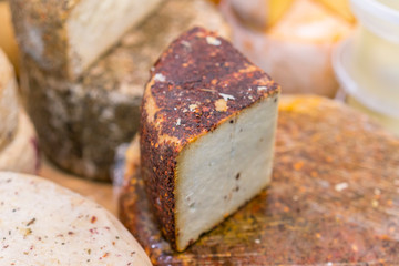 Craft cheese. Cheese head. Artisan cheese