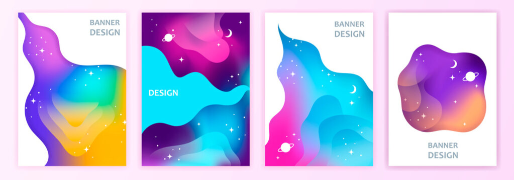space. abstract gradient banner vector set. EPS 10. cosmic colorful background. Gradient mesh