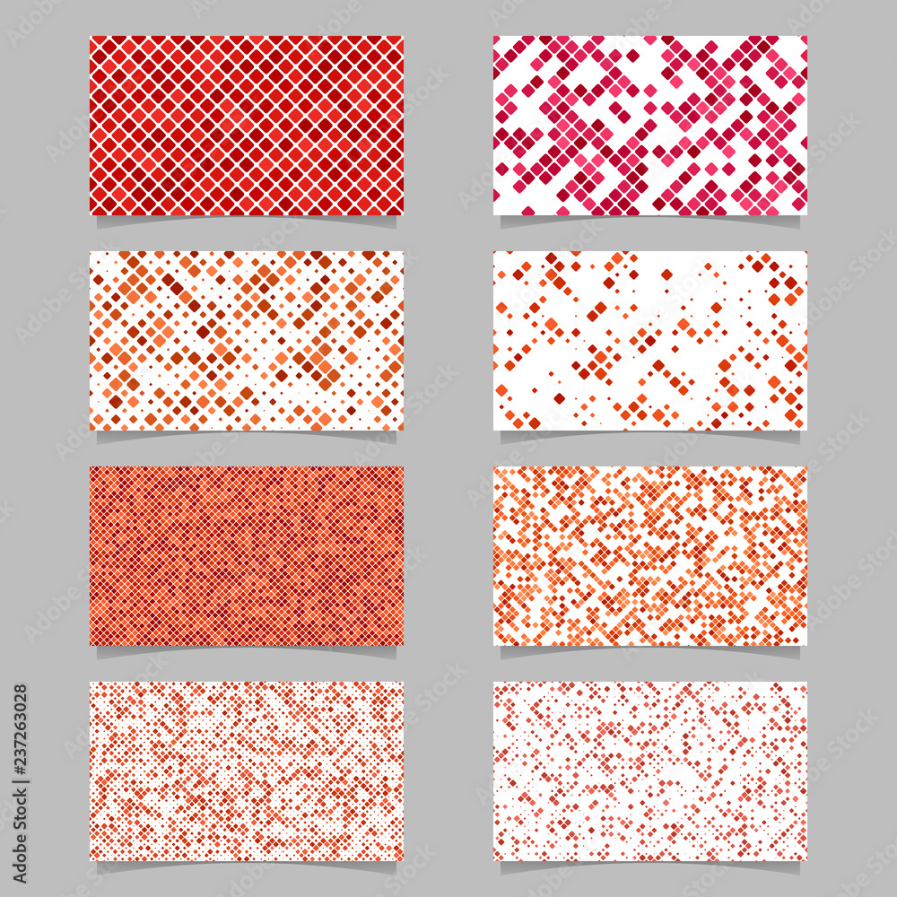 Poster red card background set - vector template designs with diagonal square pattern