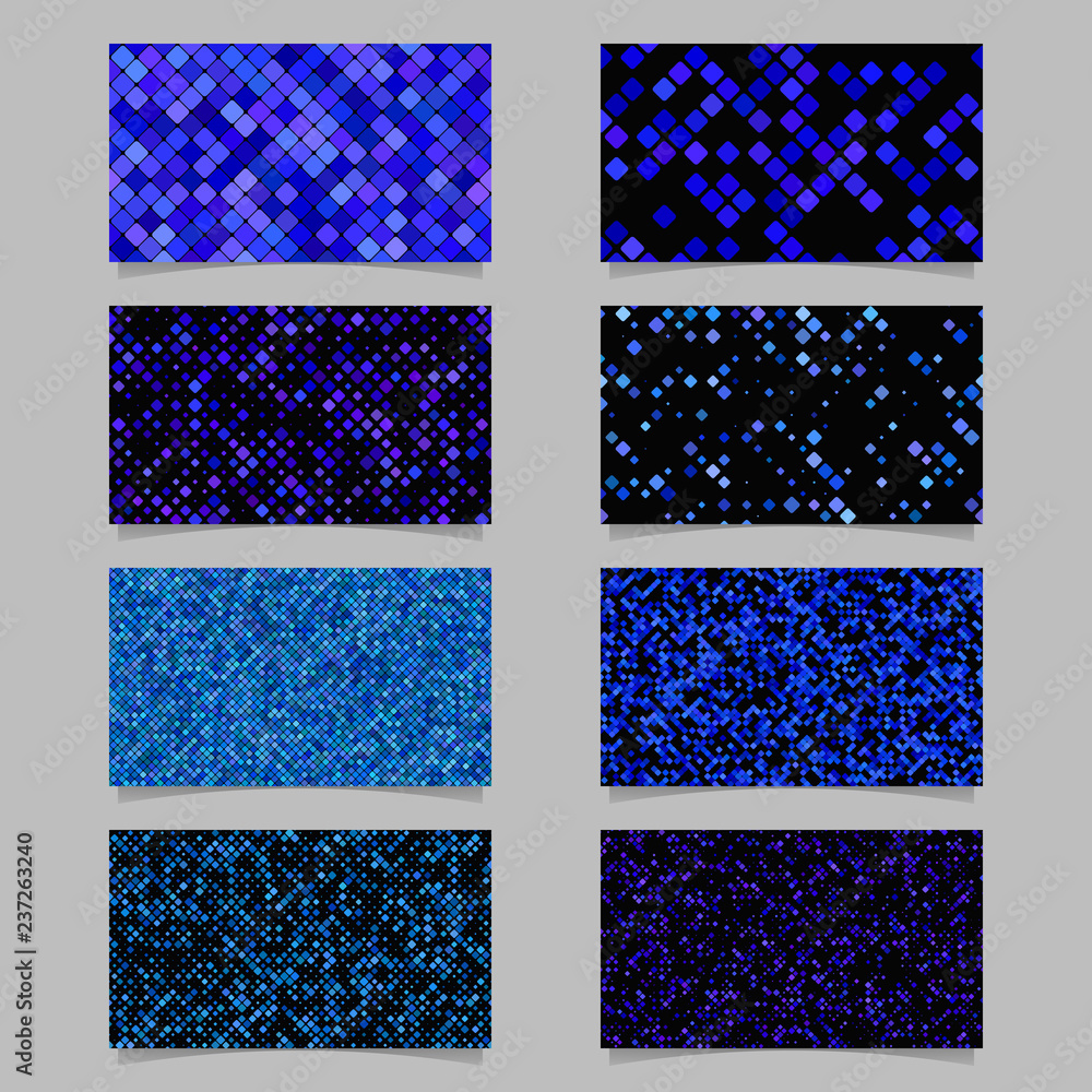 Poster blue diagonal square pattern mosaic card background template set - vector graphic design