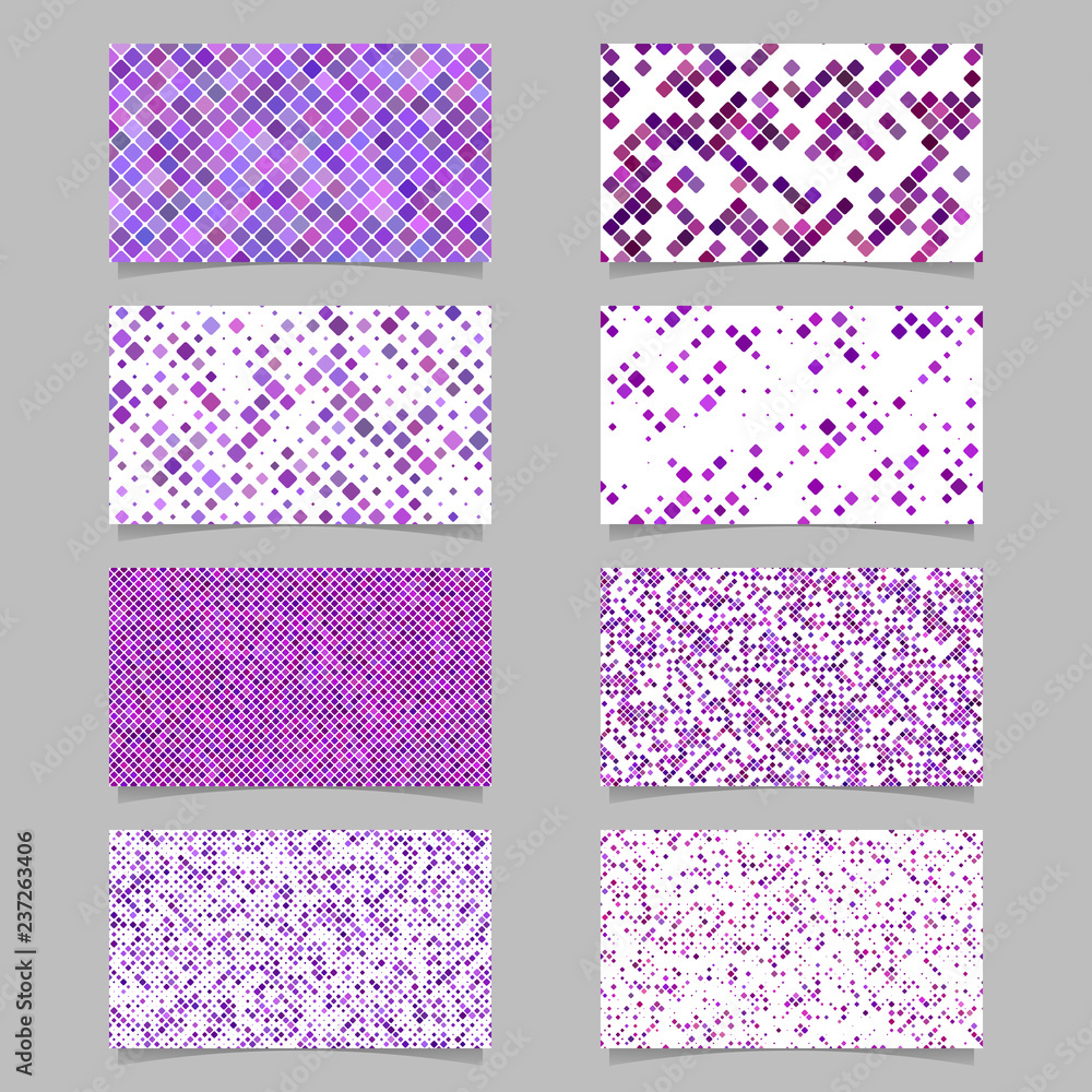 Poster purple abstract diagonal square pattern mosaic card background template set - vector graphic design