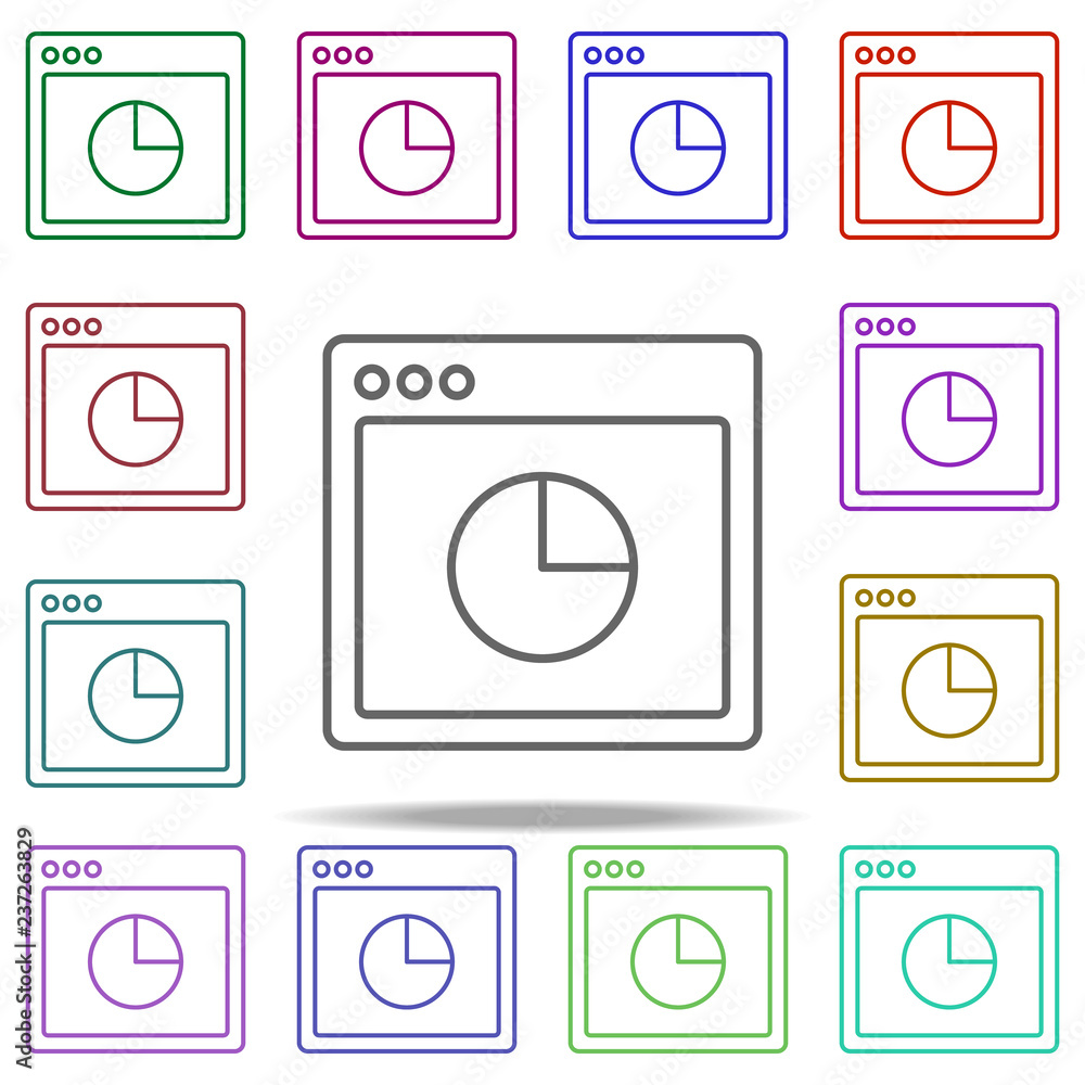 Poster browser chart pie webpage icon. elements of browser in multi color style icons. simple icon for webs