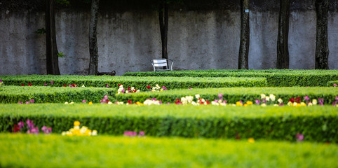 Obraz premium Chur - Leere Bank in einem Park