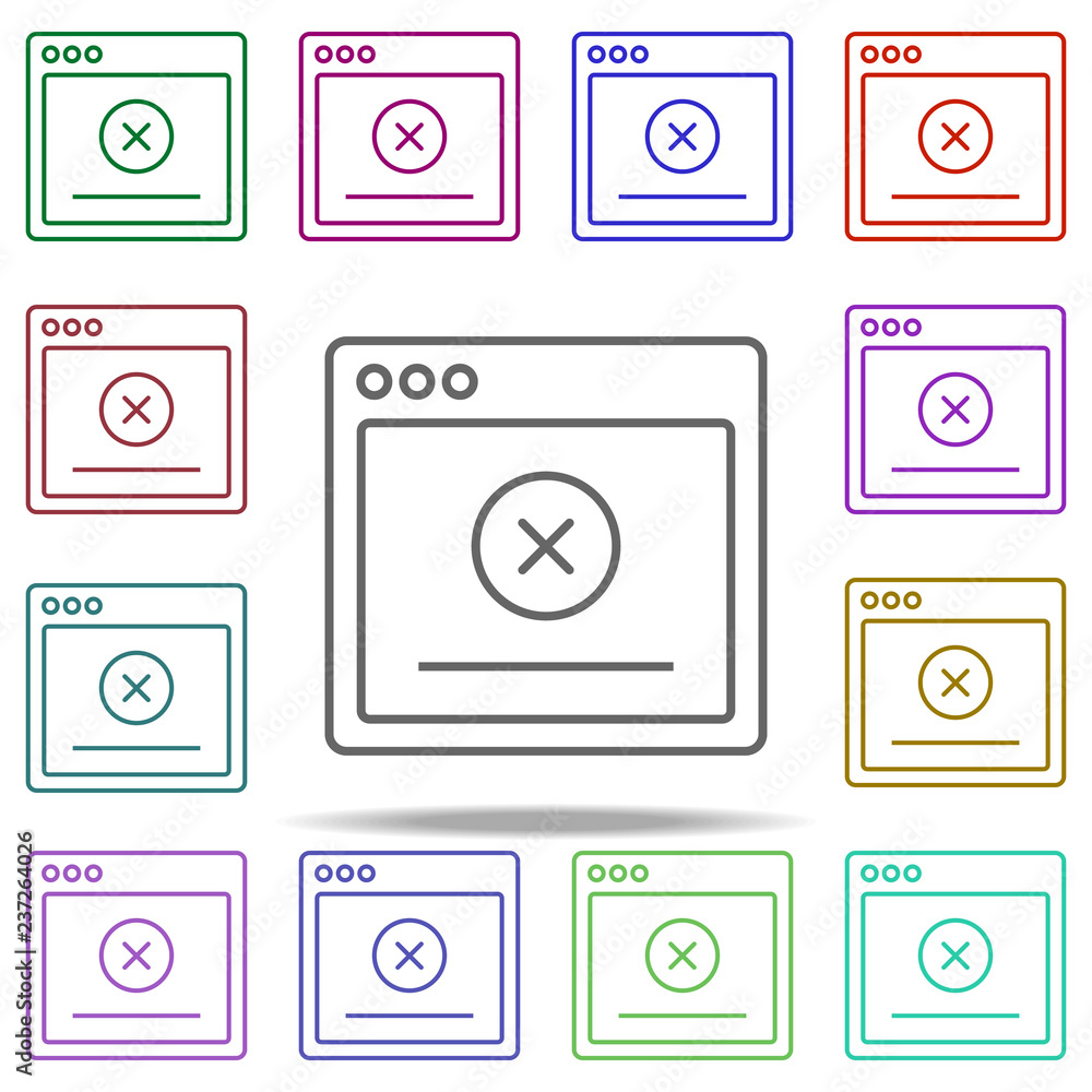 Poster browser delete webpage icon. elements of browser in multi color style icons. simple icon for website