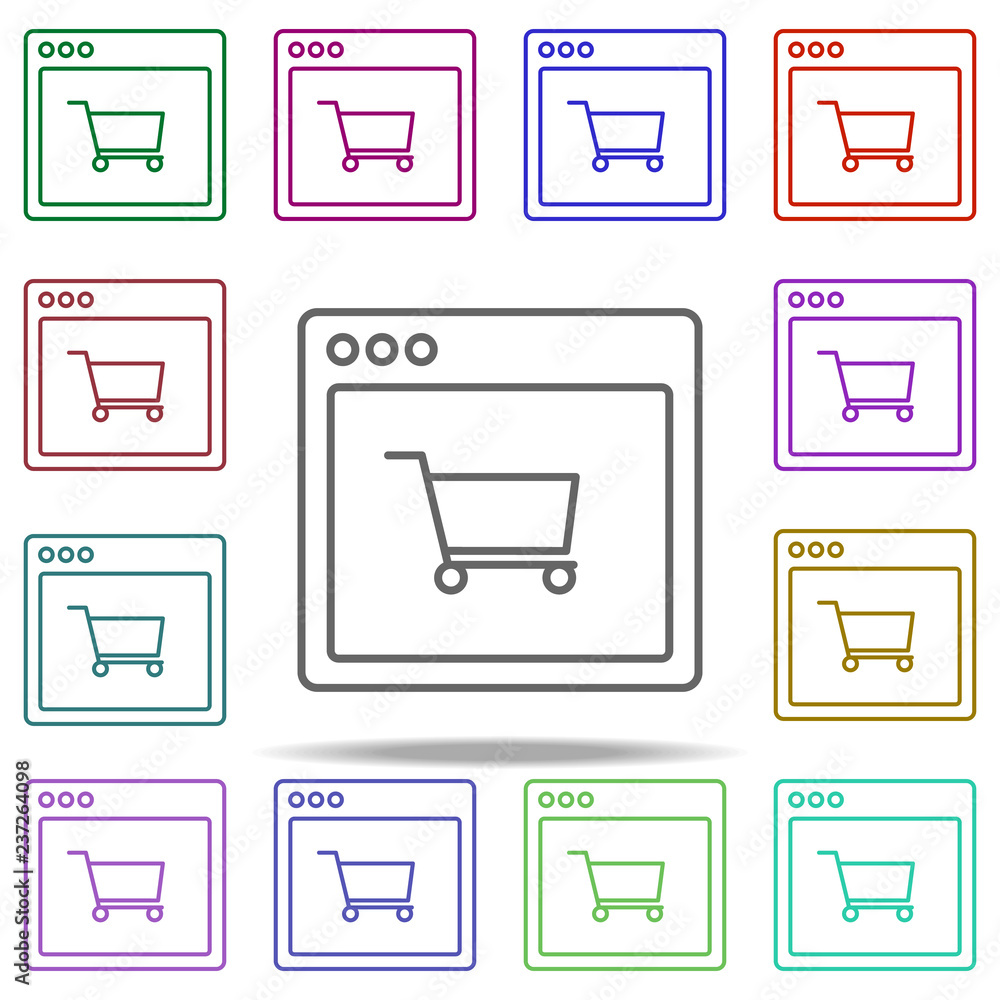 Poster browser shopping webpage icon. elements of browser in multi color style icons. simple icon for websi