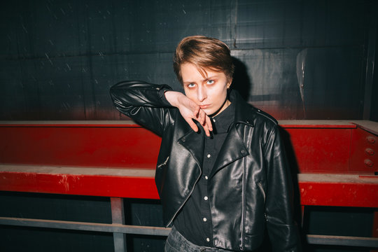 Portrait of androgyne woman