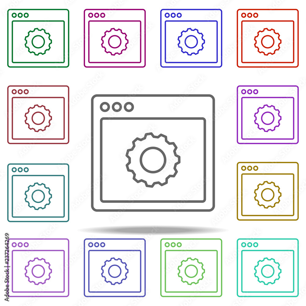 Poster browser settings webpage icon. elements of browser in multi color style icons. simple icon for websi