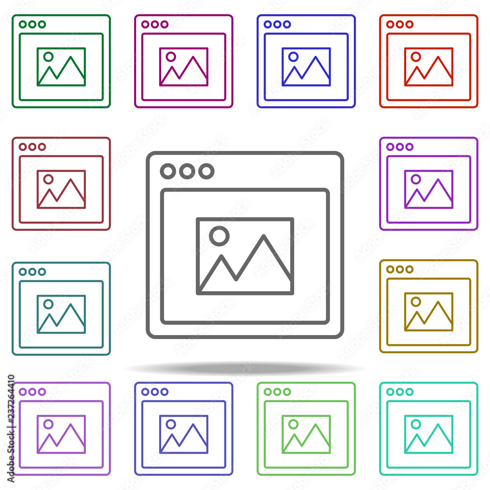 Poster browser image webpage icon. elements of browser in multi color style icons. simple icon for websites