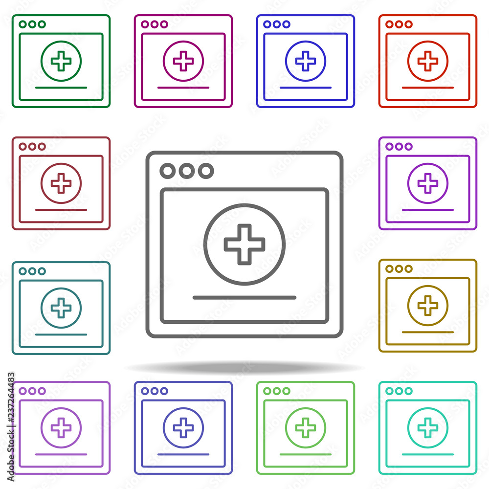 Poster browser add webpage icon. elements of browser in multi color style icons. simple icon for websites, 