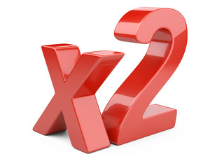 3D red inscription "x2".