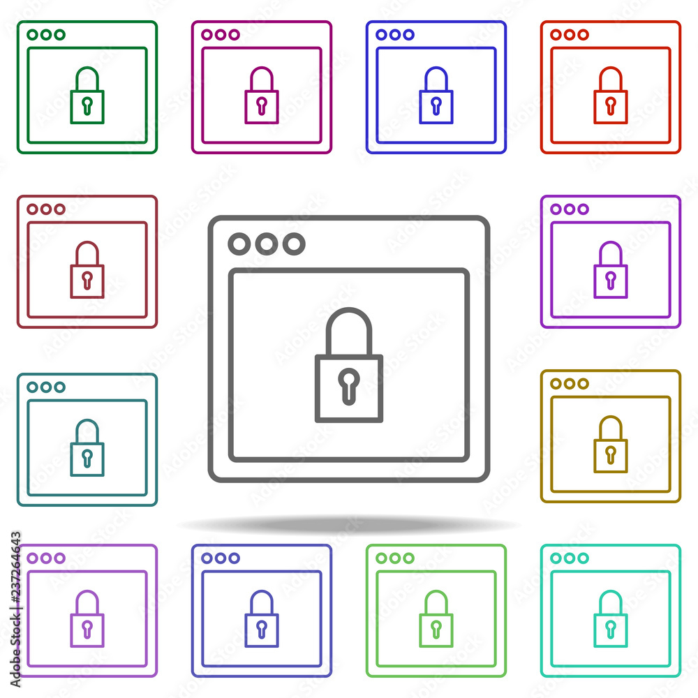 Poster browser lock webpage icon. elements of browser in multi color style icons. simple icon for websites,