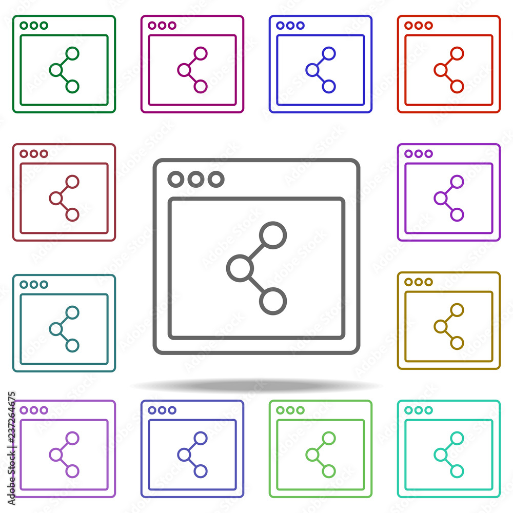 Poster browser share webpage icon. elements of browser in multi color style icons. simple icon for websites