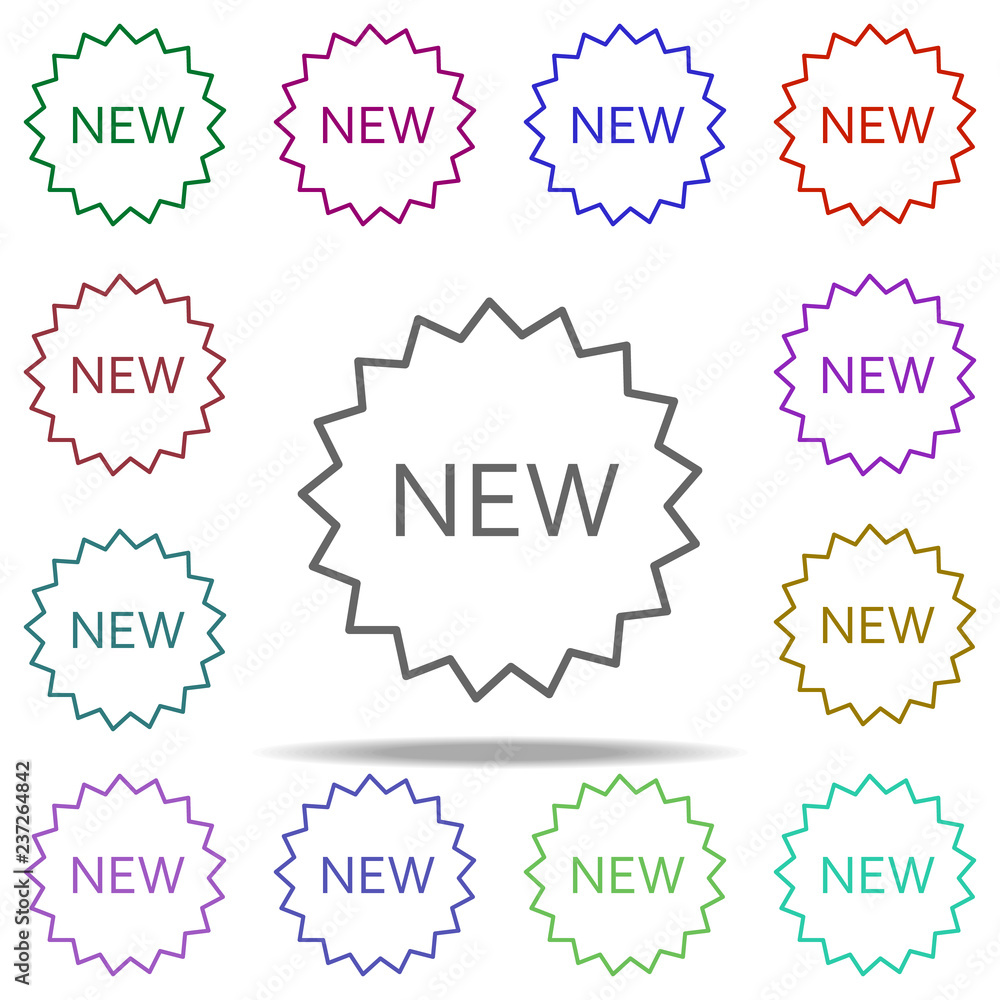 Poster new icon. elements of commerce in multi color style icons. simple icon for websites, web design, mob