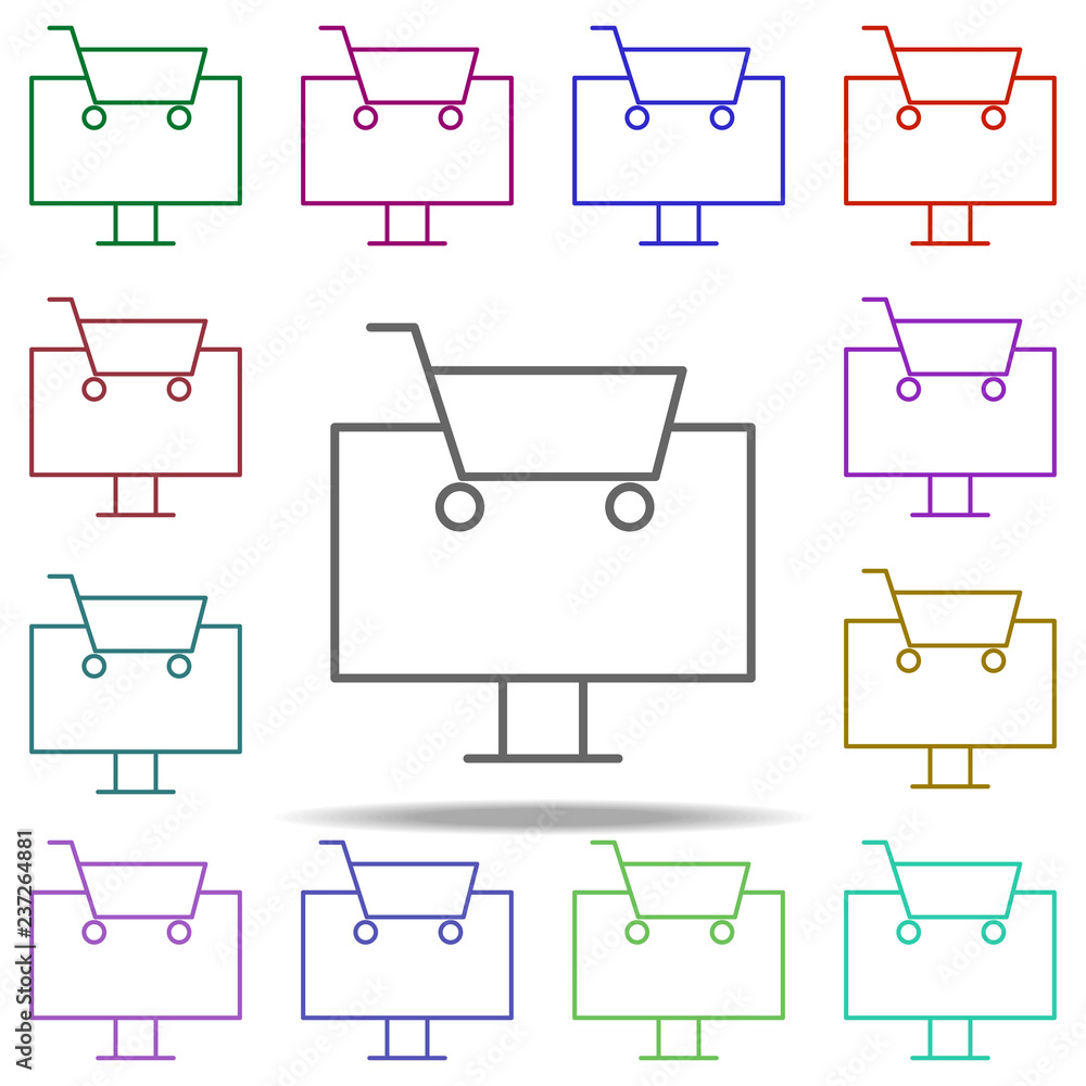 Poster online shopping icon. elements of commerce in multi color style icons. simple icon for websites, web