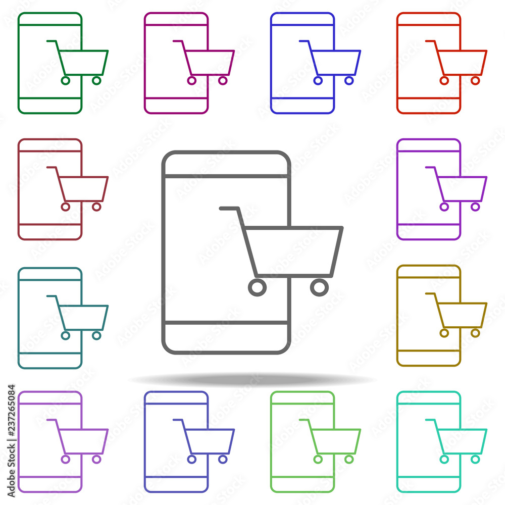 Poster mobile app purchases icon. elements of commerce in multi color style icons. simple icon for websites