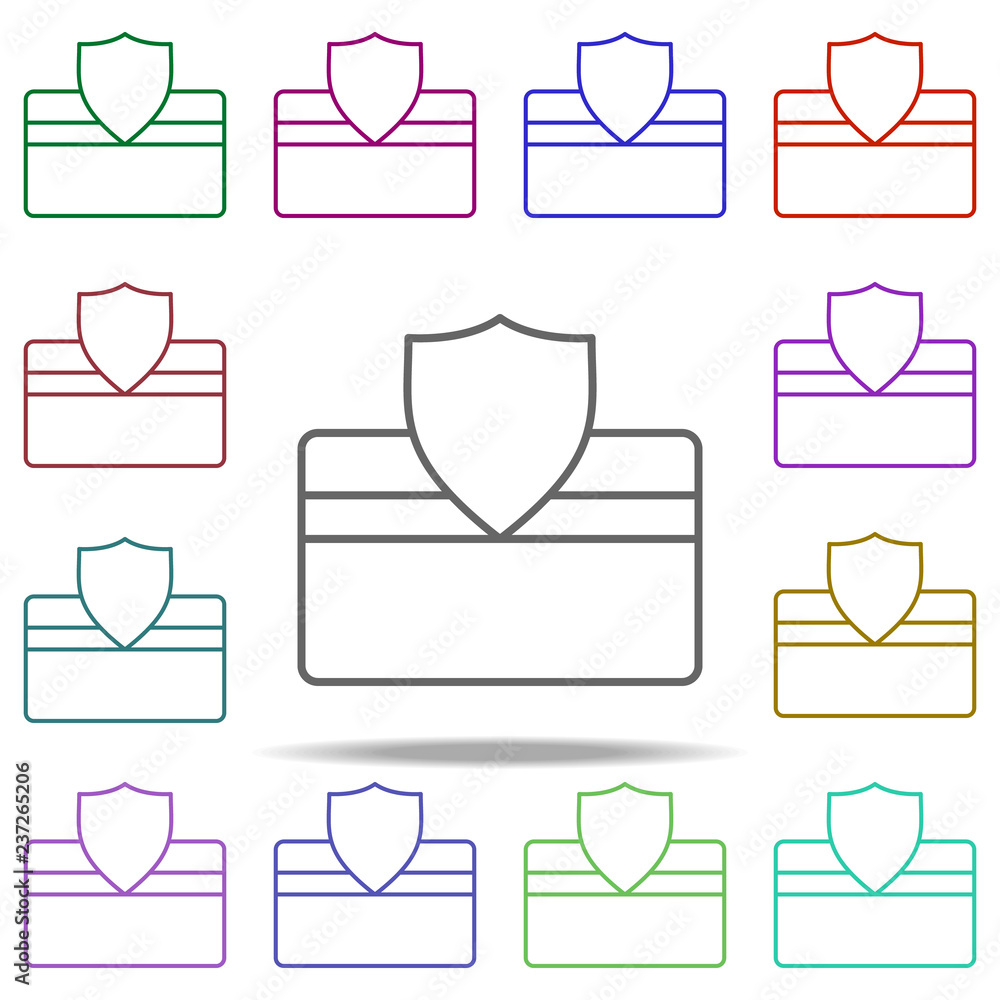 Poster bank card protection icon. elements of commerce in multi color style icons. simple icon for websites