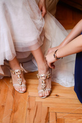 Modern sandals.  Wedding day.