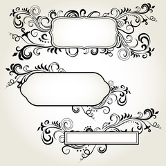 Ornamental doodle floral frames set