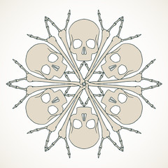 Skulls and bones jolly snowlake
