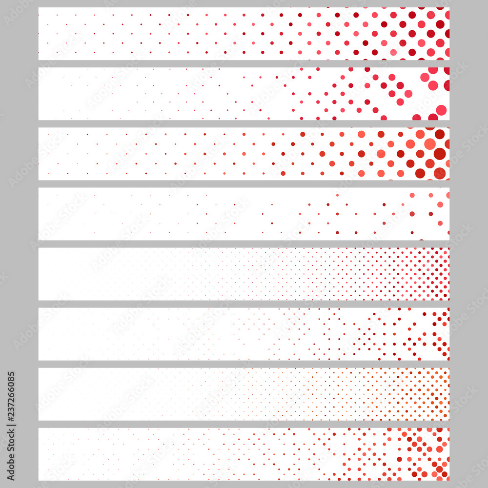 Poster red abstract dot pattern rectangular web banner background template design set