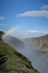 Wasserfall mit Regenbogen auf Island