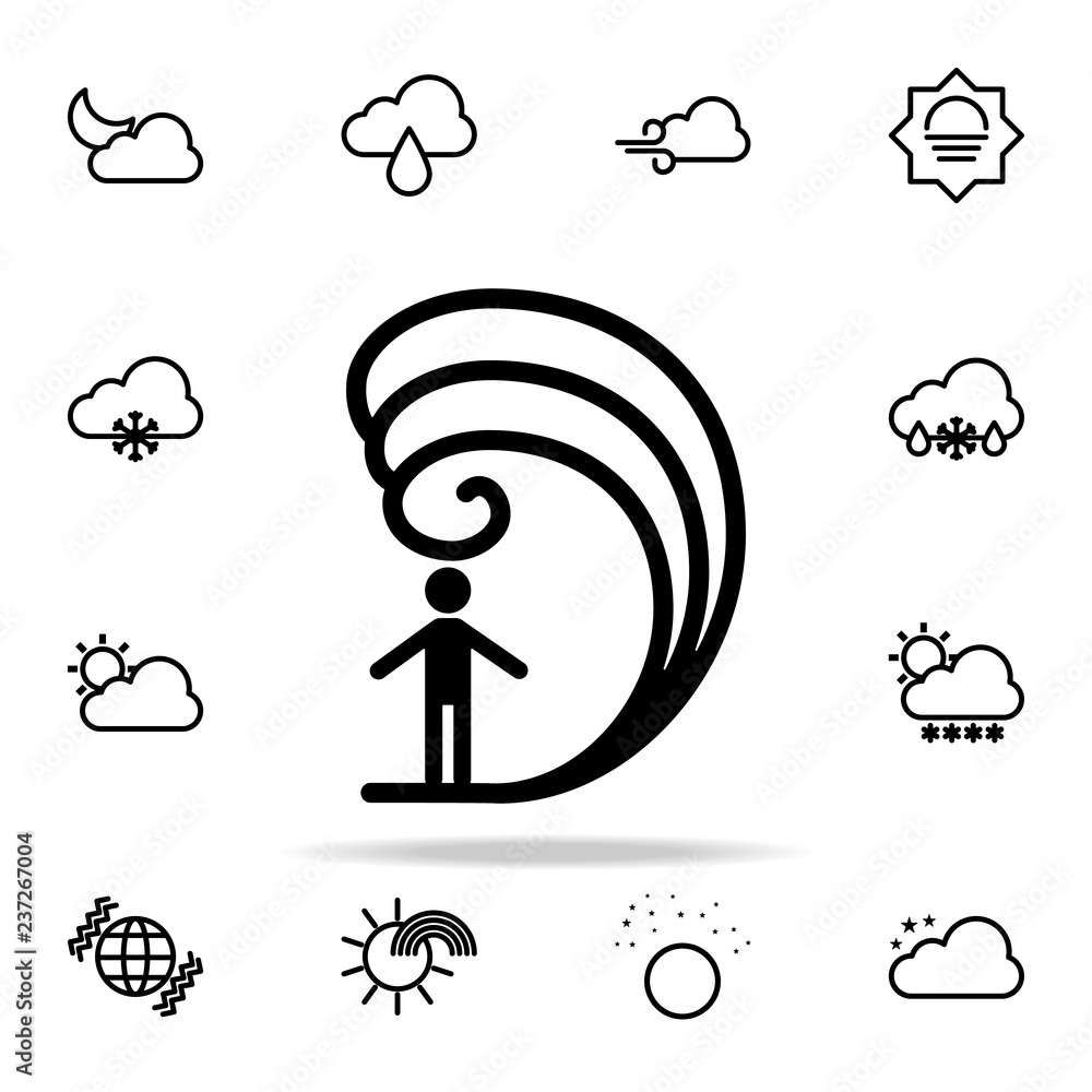 Poster man tsunami sign icon. weather icons universal set for web and mobile