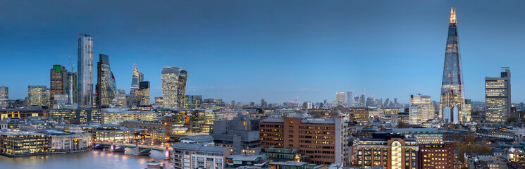 europe, UK, England, London, City Shard panorama dusk